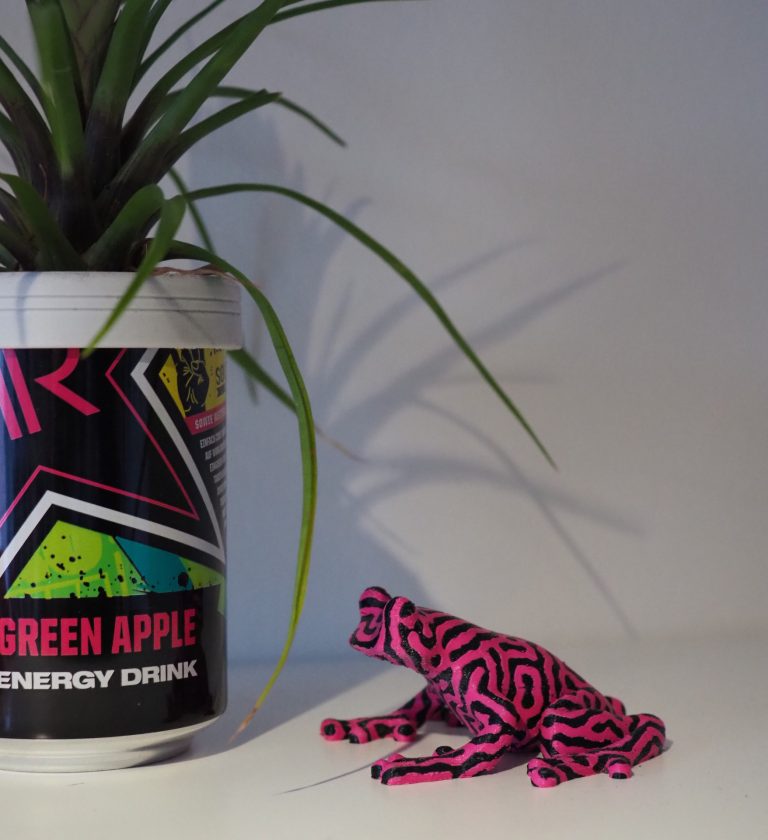 Upcycling_Dose dank 3D-Druck zur Vase umfunktioniert