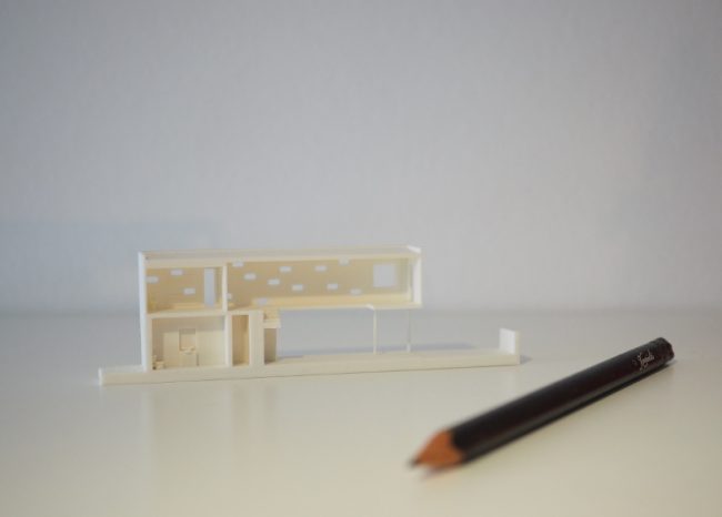 Querschnitt eines 3D-gedruckten Wohnhauses